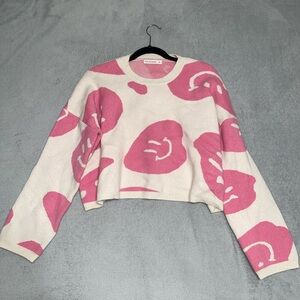 Moon & Madison Pink Smiley Face Sweater